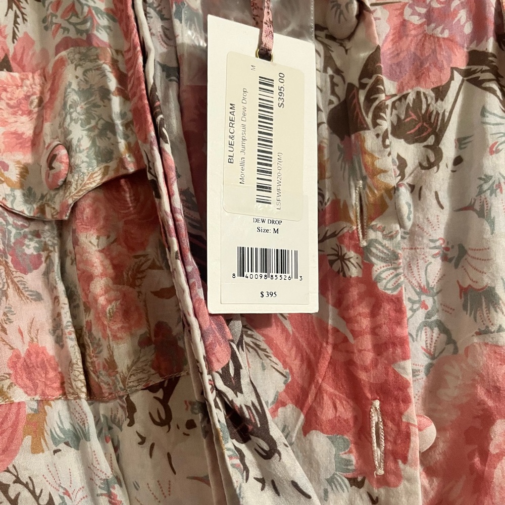 NWT Loveshackfancy Morellia Floral Jumpsuit Pink Crochet Size Medium